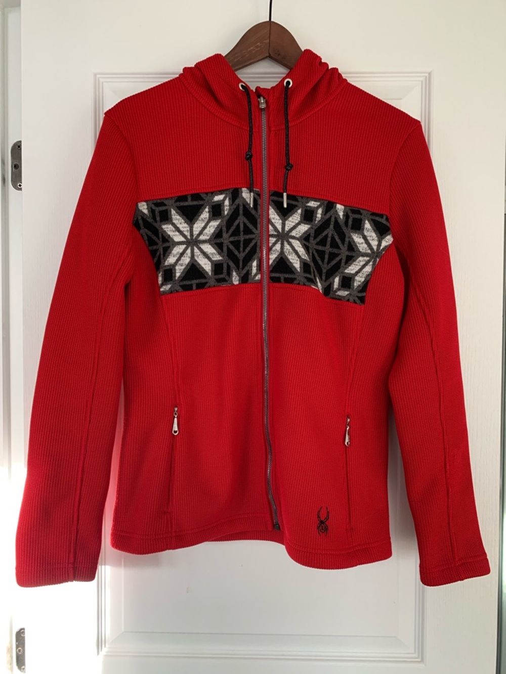 Spyder Red Knit Full Zip Jacket with Hood
